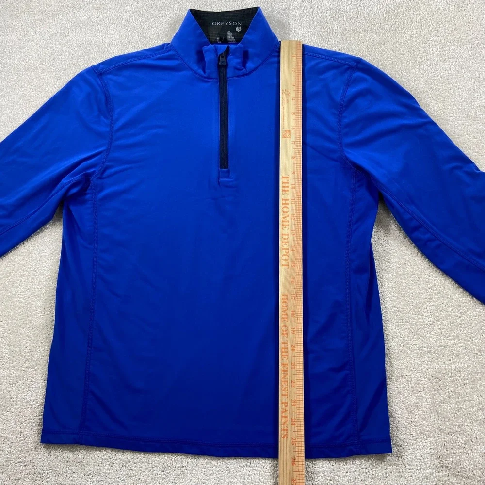 Greyson Quarter Zip Pullover Mens Small Blue Golf Performance Logo Mock Neck